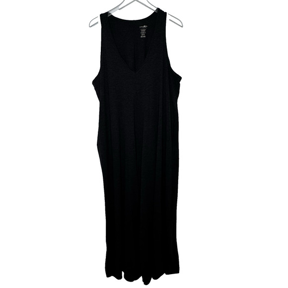 Natural Life Womens Knit V Neck Jumpsuit Size OS Charcoal Boho Hippie Oversized - Picture 4 of 16
